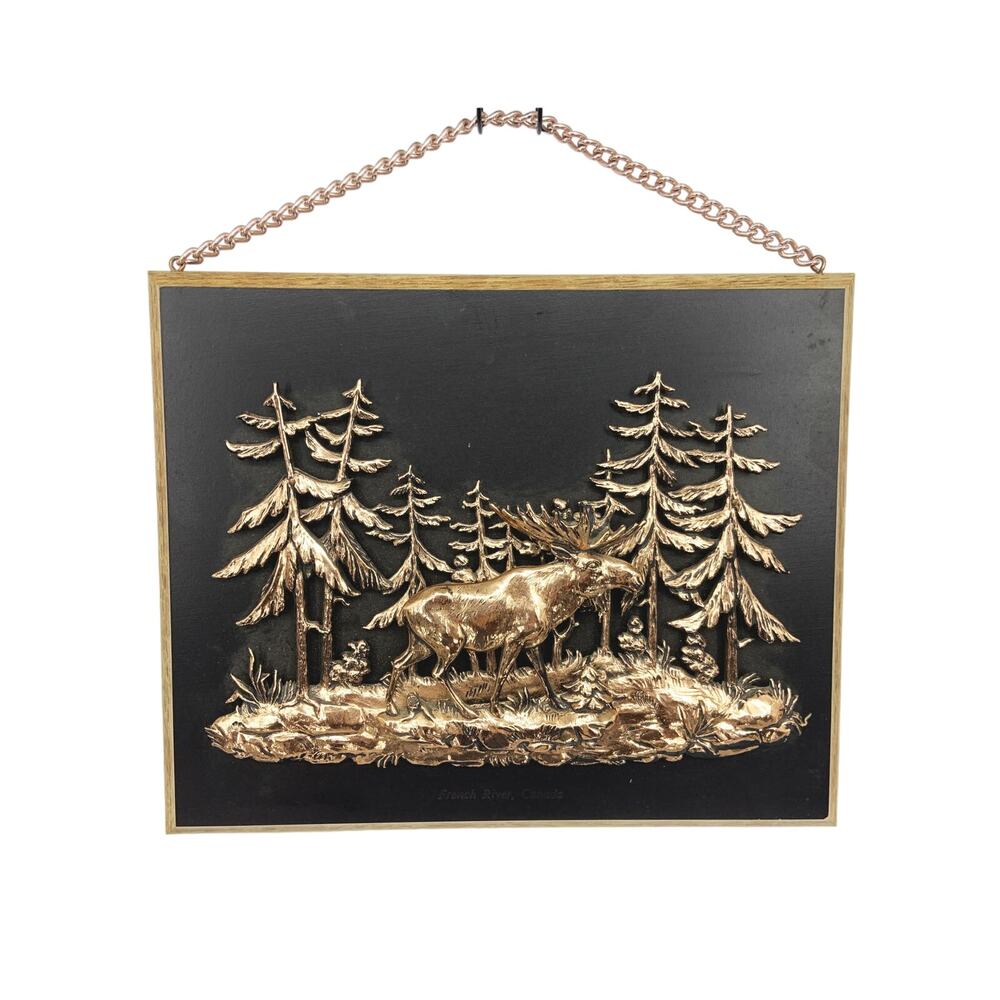 A & F Canada Copper Toned Moose 3D Relief Art Wall Hanging Plaque